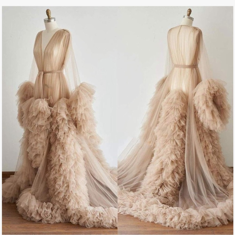 Peachy/Nude Full Fabric’d tulle robe. Lush! Luxurious! Full! Unique! Beautiful!